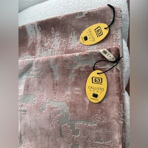 2- NWT Callisto Home Mauve Velvet decorative throw PILLOW COVERS ONLY 24…